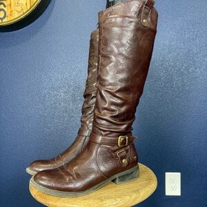 White Mountain Latigo Brown Knee High Slouchy Boots, Size 9